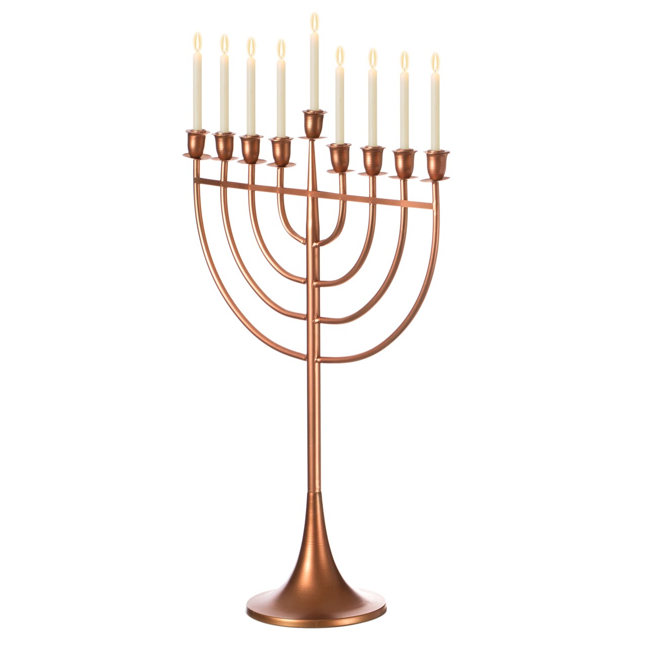 Modern Solid Metal Judaica Hanukkah Menorah 9 Branched Candelabra